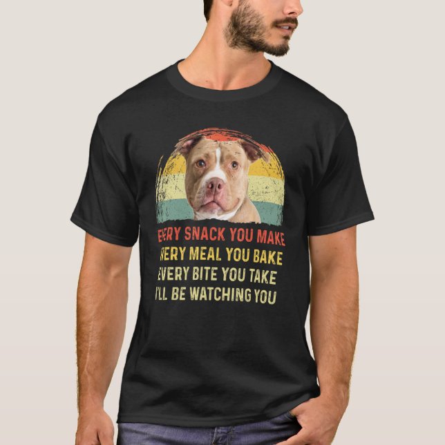 Camiseta Cada Lanche Que Você Faz Pitbull Mãe de Cachorro P (Frente)