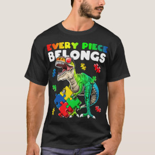 Camiseta Cada Peça Pertence Ao Dinossauro Autismo Sensibili