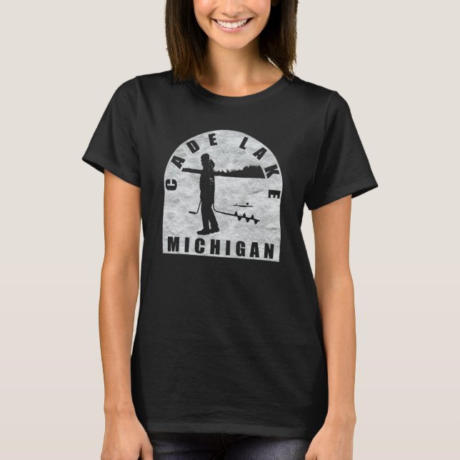 Camiseta Cade Lake Ice Fish Michigan (Frente)