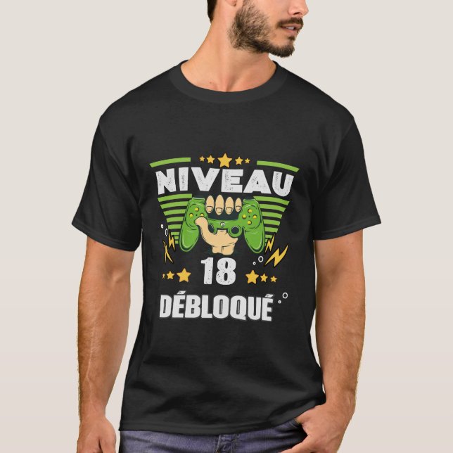 Camiseta Cadeau 18 anos Anniversaire Gamer Niveau 18 (Frente)