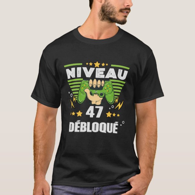 Camiseta Cadeau 47 ans Anniversaire Gamer Niveau 47 (Frente)