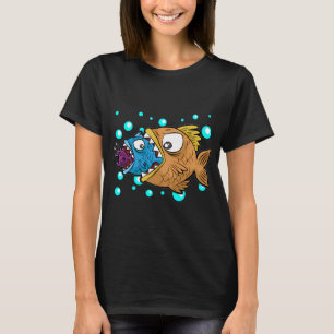 Camiseta Cadeia Alimentar Peixes Grandes Médios Pequenos Pr
