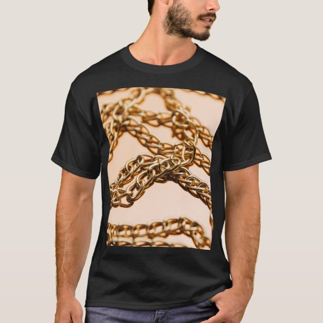 Camiseta Cadeias ouros, Luxo De Superfície Refletivo. (Frente)