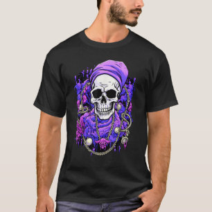 Camiseta Cadeias rebeldes Crânio Funky com Corrente Edgada