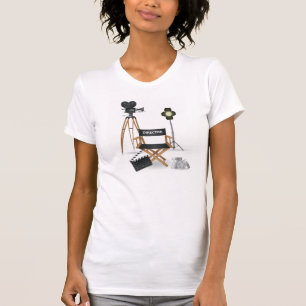 Camiseta Cadeira de Diretor de Cinema e Conjunto de Câmera