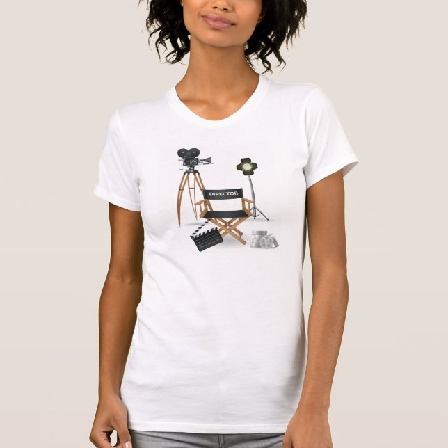 Camiseta Cadeira de Diretor de Cinema e Conjunto de Câmera  (Frente)