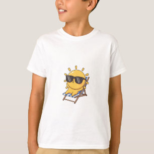 Camiseta Cadeira de Praia ao Sol Legal Férias Crianças
