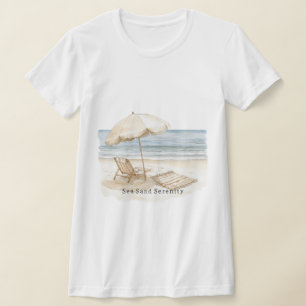 Camiseta Cadeira de Praia com Vista para o Oceano Areia do