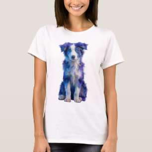 Camiseta Cadela Border Collie Nebulosa Cósmica Mulheres