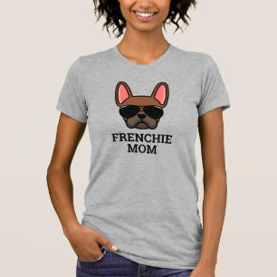 Camiseta Cadela Mãe Bulldog Francês Fawn Vermelho