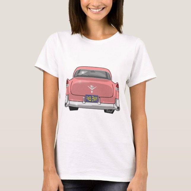 Camiseta Cadillac 1955 cor-de-rosa (Frente)