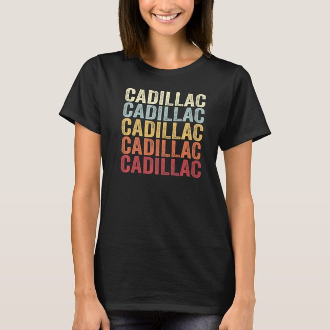 Camiseta Cadillac Michigan Cadillac MI Retro Vintage Text (Frente)