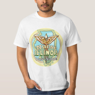 Camiseta Caduceu de Enfermeira de Illinois