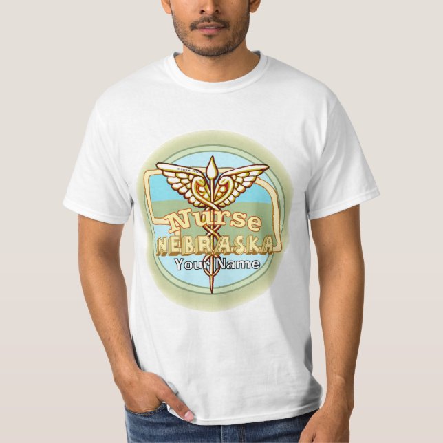 Camiseta Caduceu de Enfermeira de Nebraska (Frente)