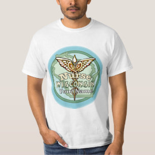 Camiseta Caduceu de Enfermeira de Wisconsin