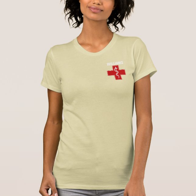 Camiseta Caduceus Rod da enfermeira de Asclepius (Frente)