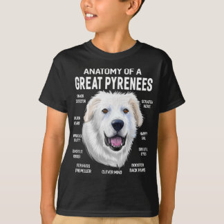 Camiseta Cães 365 Anatomia dos Pirenéus Excelentes Cão Engr