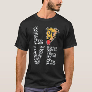 Camiseta Cães Amam Pata Pitbull Para Homens e Mulheres