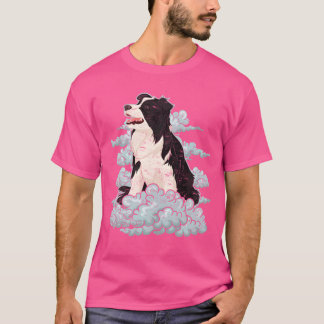 Camiseta Cães amantes do cão nuvens-presentes de borda coll