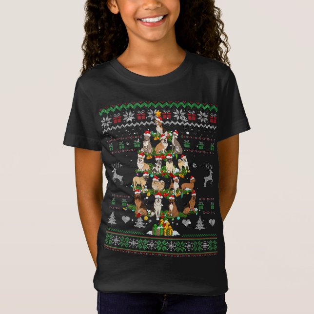 Camiseta Cães Árvore de Natal Cachorro Engraçado Sobre Suét (Frente)