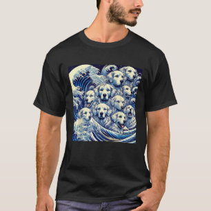 Camiseta Cães Azuis Onda Arte Japonesa Mulheres Homens Cria