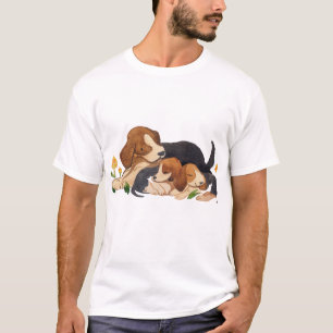 Camiseta Cães Beagle Fofos e Ilustrações em Aquarela de Bor
