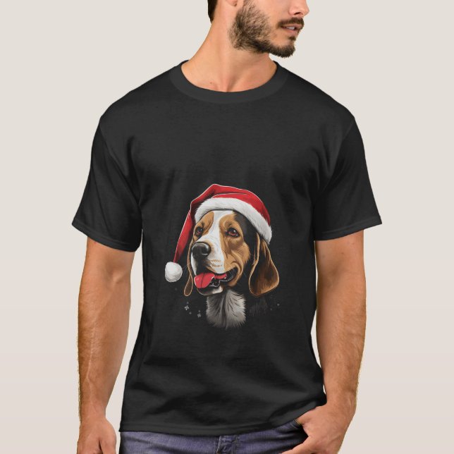 Camiseta Cães bichos-da-beagle Cão-de-natal V Neck (Frente)