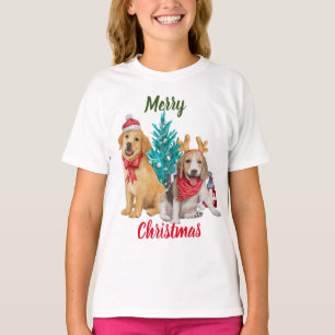 Camiseta Cães bonitos desejando Feliz Natal