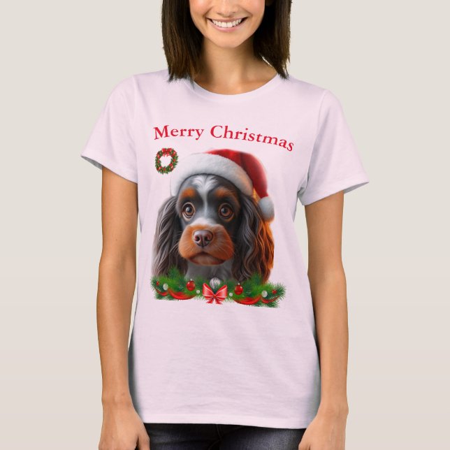 Camiseta Cães bonitos T-shirts de Natal (Frente)