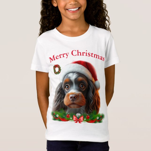 Camiseta Cães bonitos T-shirts de Natal (Frente)
