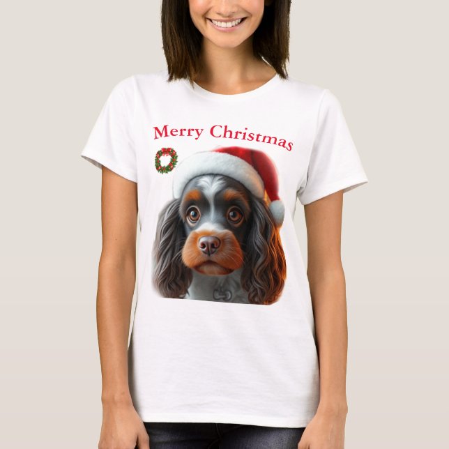 Camiseta Cães bonitos T-shirts de Natal (Frente)