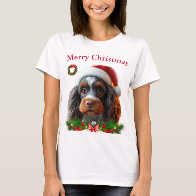 Camiseta Cães bonitos T-shirts de Natal (Frente)