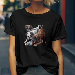 Camiseta Cães Boxer Divertidos e Bola: Diversão em Cada Peg