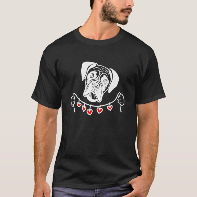 Camiseta Cães Boxer Face Boxer Cães Segurando Corações Pet  (Frente)