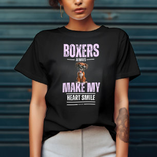 Camiseta Cães Boxer Fazem Meu Coração Sorrir