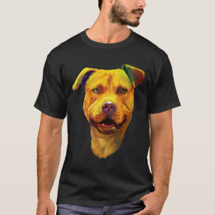 Camiseta Cães Cabeça Colorida Cachorro Pitbull Mãe Pai Kid