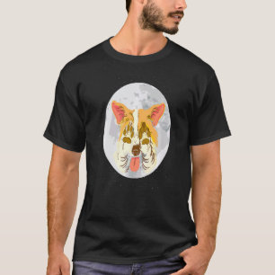 Camiseta Cães Cardigan Welsh Corgi Silhueta da Lua Cachorro
