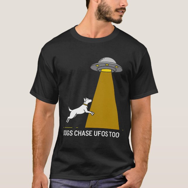Camiseta Cães Chase OVNIs Também - Alienígena Engraçada E S (Frente)
