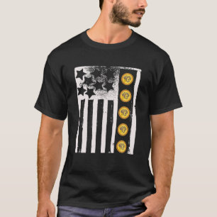 Camiseta Cães com Moedas de Bandeira-Dogecoina
