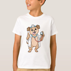 Camiseta Cães como Médico com Estetoscópio
