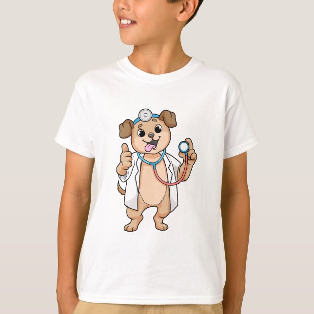 Camiseta Cães como Médico com Estetoscópio (Frente)
