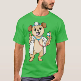 Camiseta Cães como Médico com Estetoscópio