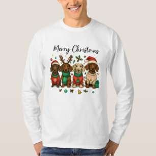 Camiseta Cães Dachshund de Natal Cachorro-quente de Natal