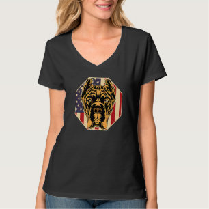 Camiseta Cães das Mulheres Bandeira dos EUA Cane Corso Mãe