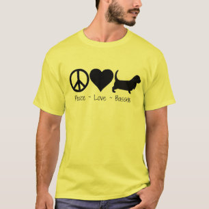 Camiseta Cães de Basset do amor da paz