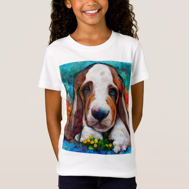 Camiseta Cães de caça-basset garotas T-Shirt (Frente)