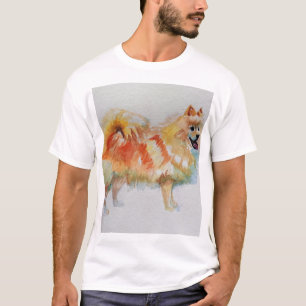 Camiseta Cães de Cães com Aquarela Alemã Spitz Pomerâni