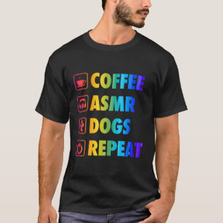 Camiseta Cães de café Asmr Repetem ícones básicos simples d