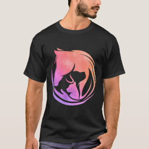 Camiseta Cães de Cavalo de Água Gatos Horseback de Arte Cl
