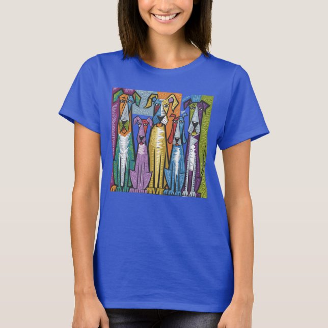 Camiseta Cães de Emergência Coloridos Engraçados Abstrato (Frente)